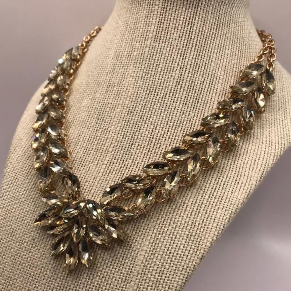Gold-Tone & Faceted Gems Statement Necklace - Picture 4 of 10